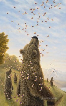 bear and butterfly Fantasy Oil Paintings